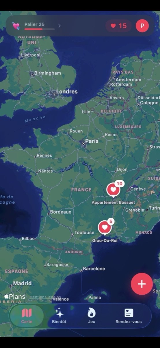 La carte du couple avec ses lieux